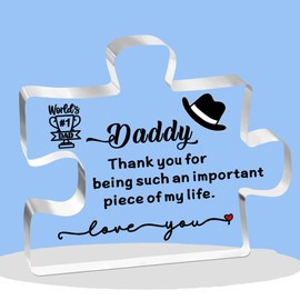 JETTOP Fathers Day Gift for Dad-Dad Gifts from Daughter Son Gifts for Dad Daddy Birthday Christmas Acrylic Plaque Piece of My Life