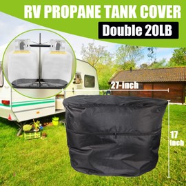 RV Propane Tank Cover, Camper Propane Tank Cover Double 20lb, for Travel Trailer