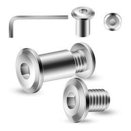 Pack of 20 Connection Screws M6 x 10 mm, Sleeve Screws, Furniture Screws, Furniture Connectors, Cabinet Connectors for Furniture, Cabinets (20 x Furniture Screws, 20 x Sleeve Nuts, 1 x Allen Key)