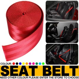 Geartronics Universal Red 3.6m Car Seat Belt Webbing 3 Point Auto Racing Harness Safety USA