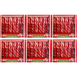 Christmas Candy Canes 6 Pack (72 Pieces) Classic Red and White, Strawberry Flavor for Holiday Family Indulgement -Kosher Bulk Candy Canes Individually Wrapped for Kids and Adults, Great Candy Cane Gift Set