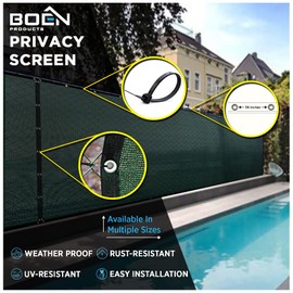 BOEN Privacy Screen Fence Netting Mesh Fabric Windscreen with Reinforced Aluminum Grommets for Garden Fence Or Any Outdoor Metal or Wooden Fencing (92" x 150', Green)