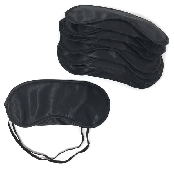 Honbay 10PCS Black Eye Masks Satin Blindfold with Nose Pad for Travel, Game, Party, Rest, Sleeping and so on