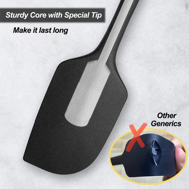 3 Pack Large Silicone Spatula for Kitchen,600°F Heat resistant Rubber