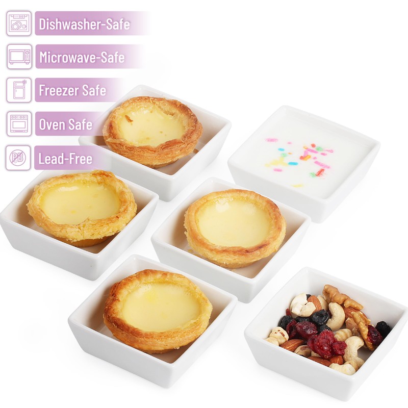 BTaT- Ramekins 4 oz Square, Set of 6 Ramekins for