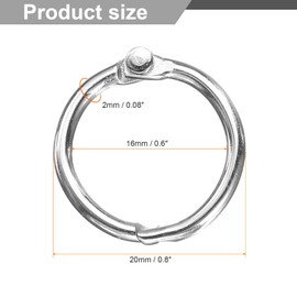 sourcing map 90pcs Binder Rings 0.6 Inch Loose Leaf Binder Ring Metal Book Rings Colorful Loose Leaf Rings for Index Cards Keychain Key Notebook Rings for Home Office, Silver Tone