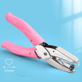 Heart Single Hole Punch 1/4” Paper Hole Puncher for Crafts with Pink Soft Grip Handle for DIY Craft Tags Paper in Home, Office, Classroom (Heart)