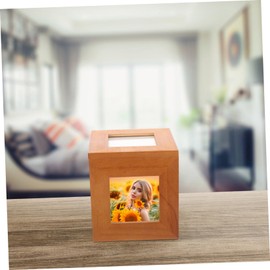 Holibanna Box Wooden Box Photo Frame Office Wood Cube Photo Frame Corbels Wooden Photo Cube Wood Picture Frame Picture Stacking Blocks Large Pine Wood Organizer Square