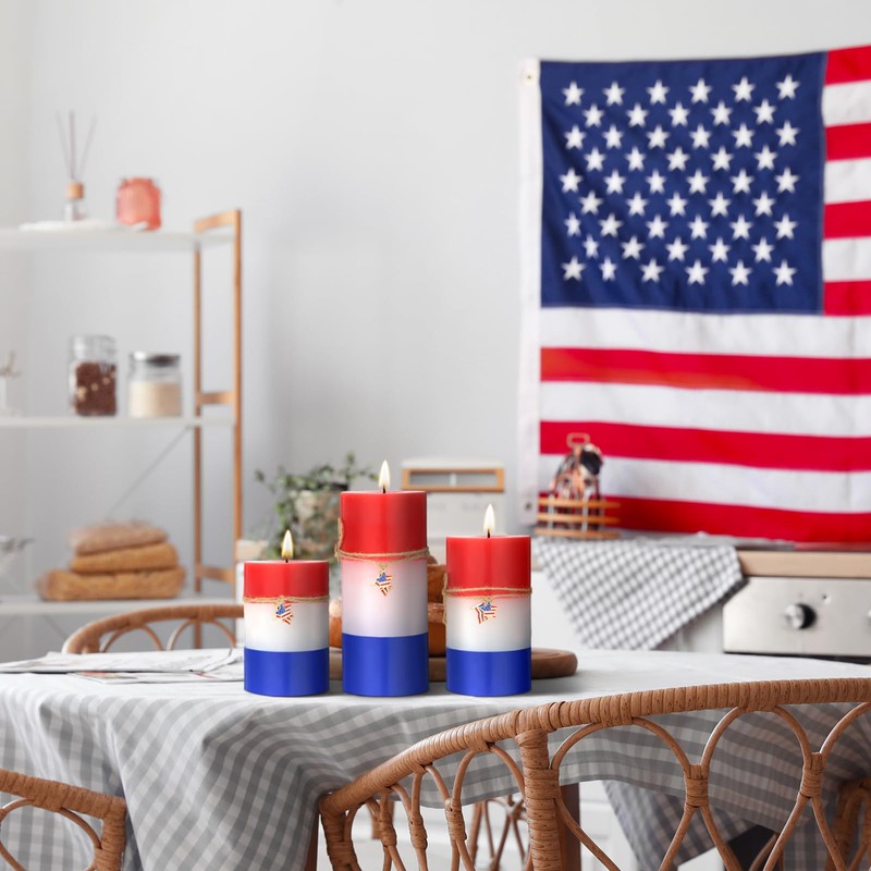 Conelist Set of 3 4th of July Pillar Candles White