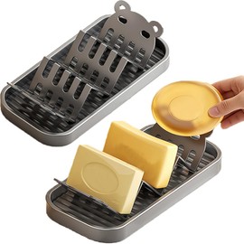 2 Pack Soap Dish Holder, Self-Draining Shampoo Bar Holder for Shower