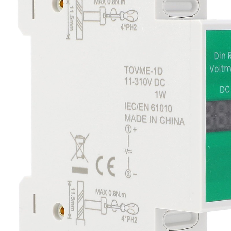 DC Voltmeter LED Digital Display Switching Output Rail Mount Voltmeter