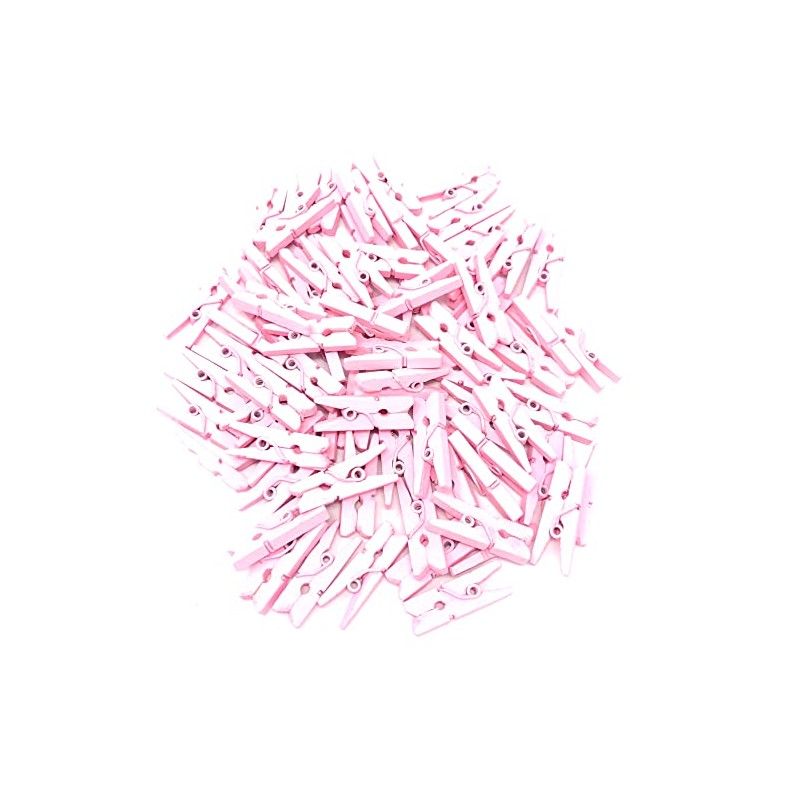 100 Mini wooden pegs (Baby Pink)