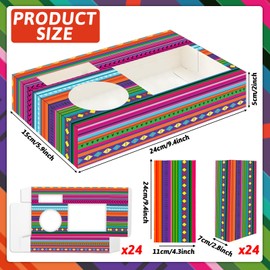 48Pcs Movie Night Supplies 24 Cinema Snack Trays with 24 Popcorn Bags Movie Theater Snack Boxes Mexican Party Paper Food Trays Stripes Mexico Food Boats for Family Birthday Fiesta De Mayo Party