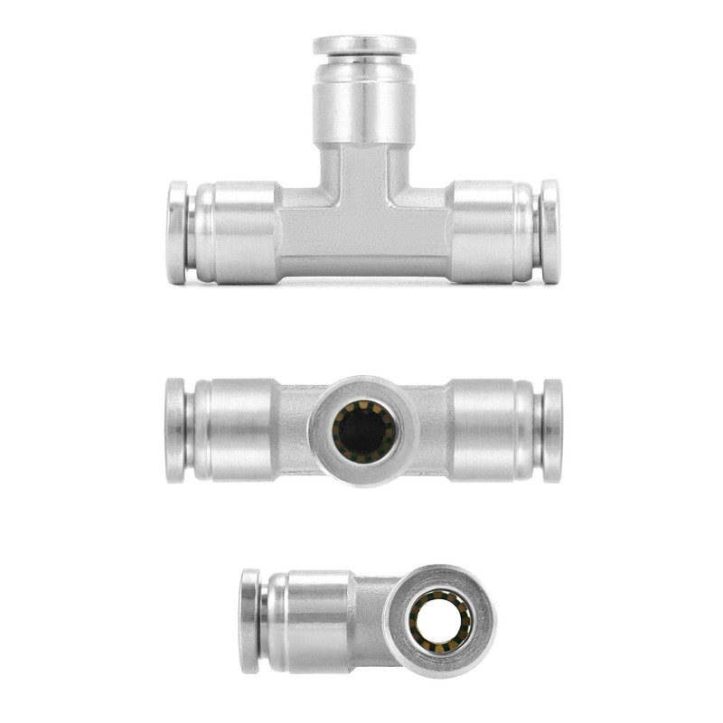 QWORK 1/4" OD Union Tee Stainless Steel 3 Way Tee