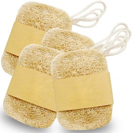 Natural Loofah Washing Up Sponge, Natural Loofah Sponge, Natural Loofah Kitchen Sponges Washer, Organic Loofah Sponge, for Scrubbing in the Shower and Cleaning in the Kitchen, 4 Pieces (Double Level)