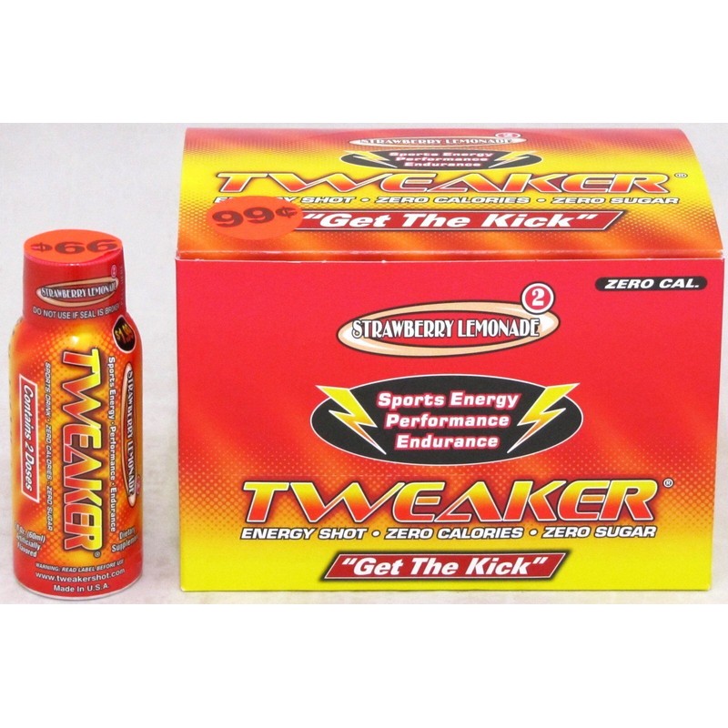 Tweaker Strawberry Lemonade Energy Shots Zero Calories 2 oz Bottles