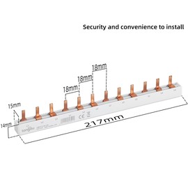 TONGOU Phase Rail 3-Pin Bus Bar (Copper Busbar) 63A for Distribution Boxes and MCB (3P Pin Type 12 Way)