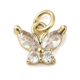 KitBeads 15Pcs Cubic Zirconia Butterfly Charms Insect Clear Rhinestone Charms Brass Gold Plated Butterfly Shaped Charms for Jewelry Making Necklaces Earrings