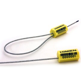 50 x metal plumes with wire rope by HIMEN | Length 280 mm | Consecutively Numbered | with Barcode | PCS-1.8 | Seals | Yellow