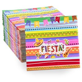 50 Pack Fiesta Napkins for Cinco De Mayo Party Supplies Mexican Fiesta Disposable Lunch Paper Napkins Kids Birthday Taco Tuesday Table Mexican Party Decorations by 4E's Novelty