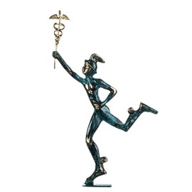 BeautifulGreekStatues Hermes Mercury Greek God Zeus Son Solid Bronze Statue Handmade 11.8 Inches