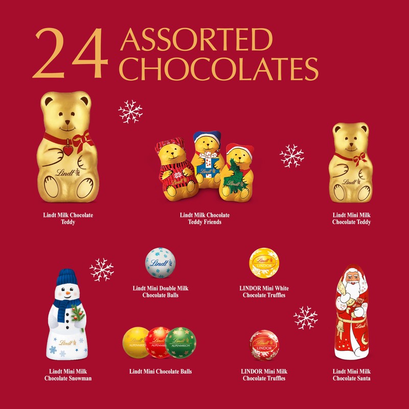 Lindt TEDDY Sleigh Assorted Chocolate Advent Calendar, Box of Assorted