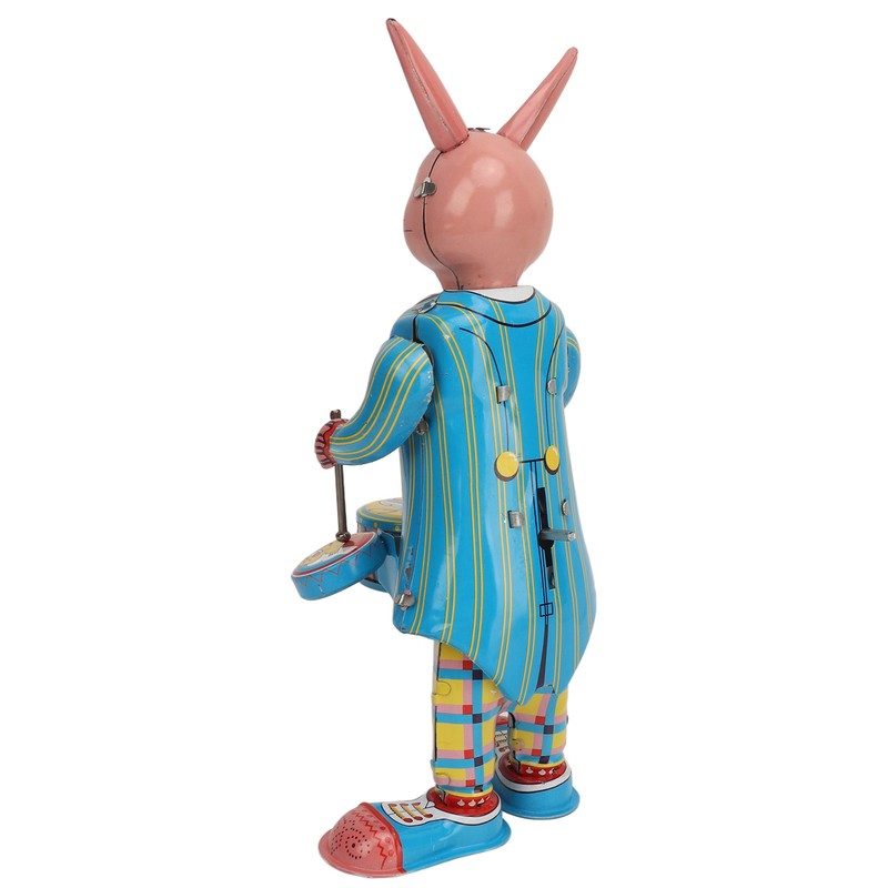 Rabbit Clockwork Toy Retro Metal Swinging Drumming Rabbit Wind Up