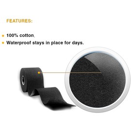 WODFitters Pro Kinesiology Tape for Athletes - Waterproof - Extra Durable - 2" x 16.5' Uncut Therapeutic Tape - 2 Black Rolls with Carrying Bag