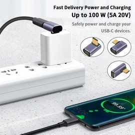 Poyiccot USB C 90 Degree Adapter 3 Style,100W Charging, 40Gbps Data, 8K@60Hz Video, USB C Right Angle Adapter Thunderbolt 4 Type C Extender for Laptop, Switch, Steam Deck, MacBook, Mobile Phone