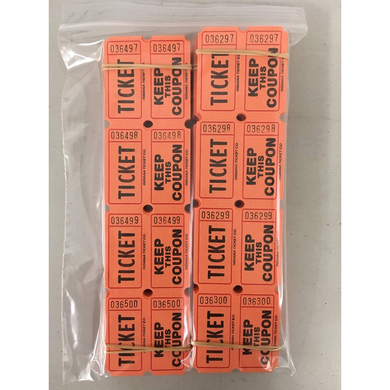 500 Orange 50/50 Double Stub Raffle Tickets
