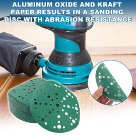 A ABSOPRO Sanding Discs 6 Inch 49 Hole 320 Grit Round Hook and Loop Sandpaper Aluminum Oxide Green 50pcs