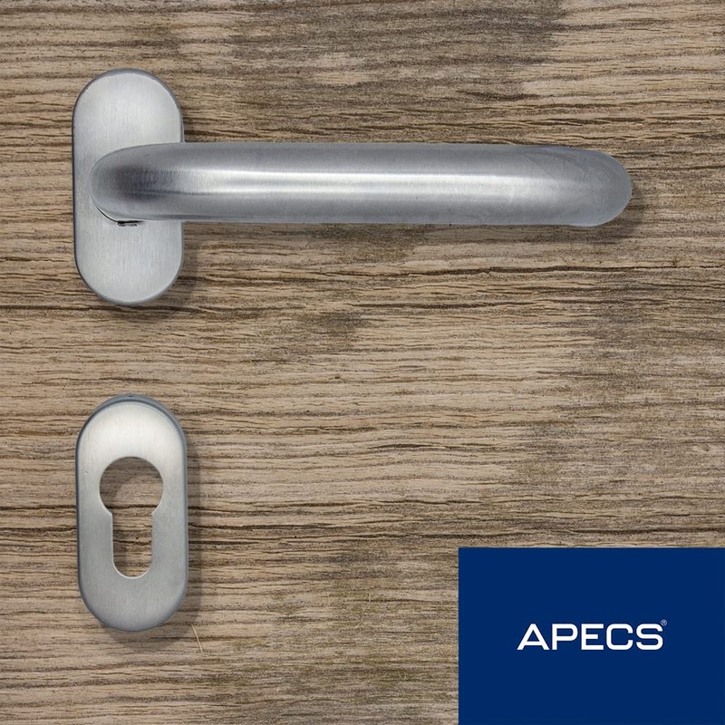APECS U-Model H-0903+PZ Oval Rosette Door Handles Stainless Steel for