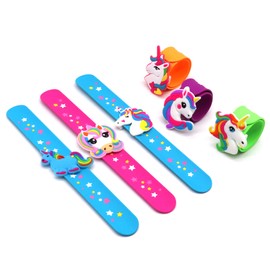 LOCHSOEL Silicone unicorn Slap Bracelets - Silicone Unicorn Wristband Birthday Party Favors, Boys Girls Party Favors Gifts Carnival Prizes Set (6 Pack