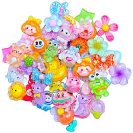 70Pcs Mixed Cartoon Slime Resin Charms Bulk, Cute Flatback Charms Colorful Embellishment Slime Beads for Craft Art Scrapbooking Decor