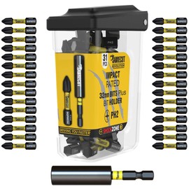 31 x SabreCut SCRPH23231B 32mm PH2 and 60mm Impact Bit Holder Magnetic Impact Screwdriver Driver Bits Set Single Ended Phillips Heavy Duty