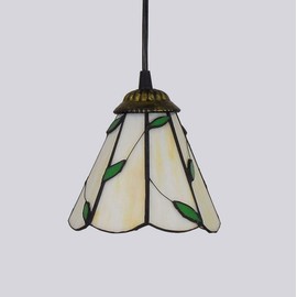 6 Inches Tiffany Style Pendant Ceiling Light Pastoral Stained Glass Pendant Lamp Fixture for Restaurant Hallway Kitchen Bar Hanging Lighting,110-240V,E27,40W(15×90cm),A