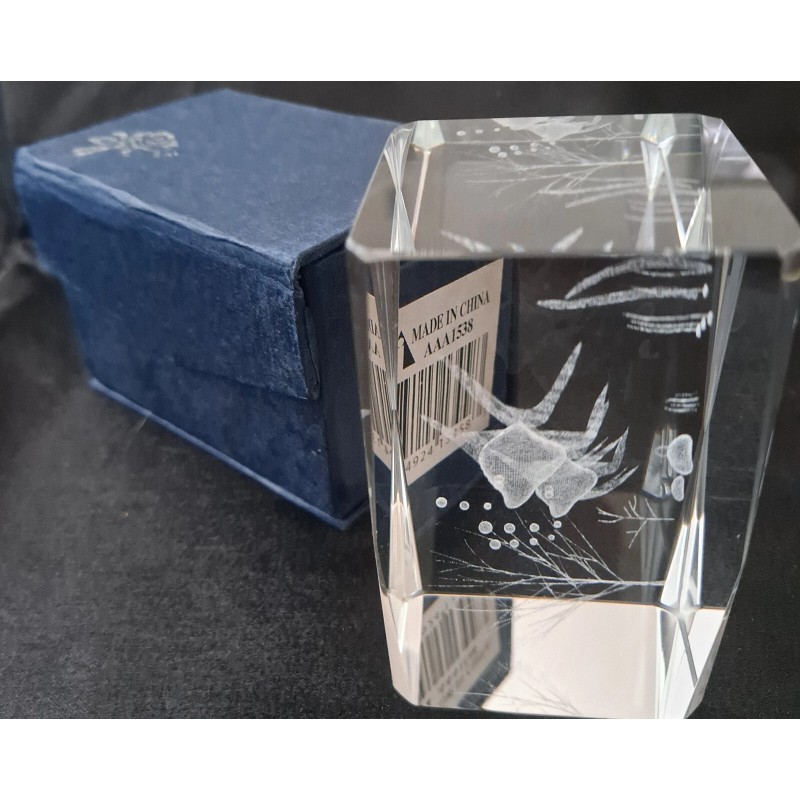Glass Crystal Glass 3D Laser Etched Solid Cube Fish-Decorativ