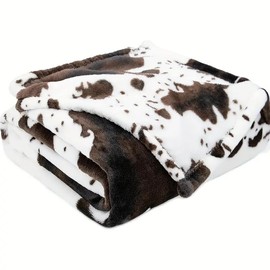 Edcooy Fleece Cow Print Throw, Soft Flannel Cozy Fuzzy Cow Blankets for Adults, Lightweight for Couch Sofa Bed Office, Throw Size Warm Plush Blankets for All Season (60 * 80in)