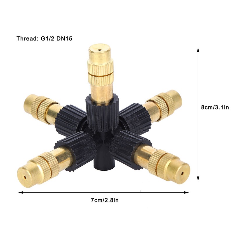 5Pcs G1/2 DN15 Copper Adjustable Misting Sprayer Nozzle Garden Irrigation