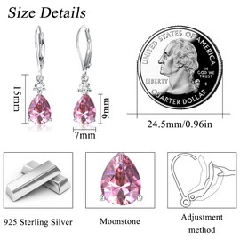 JeryWe S925 Sterling Silver Earrings for Women CZ Earrings Dangle Teardrop Earrings Cubic Zirconia Leverback Drop Earrings Hypoallergenic Earrings for Women Dangling Jewelry Gifts