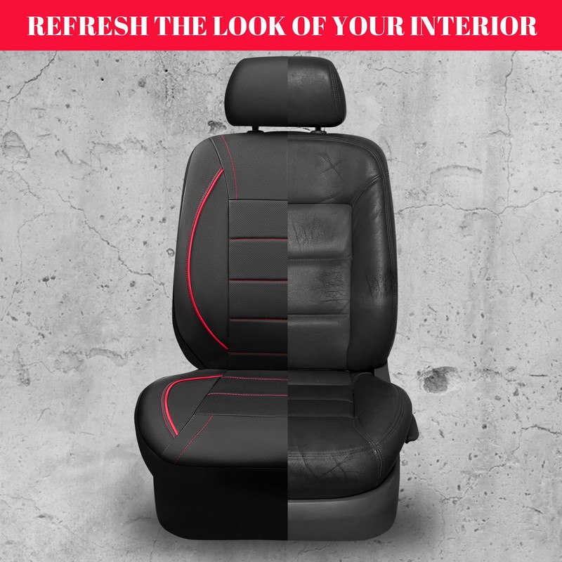 CAR PASS Universal FIT Piping Leather Two Front Seat Covers,