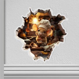 Mouse Hole 3D Wall Sticker, Funny Mouse Hole Wall Decal Realistic Mouse Hole Wall Stickers Mouse Hole Decal for Children's Room, Living Room, Nursery Bedroom (Style2)