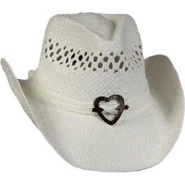 Vamuss Women's Cowboy Hat with Heart, White, One Size