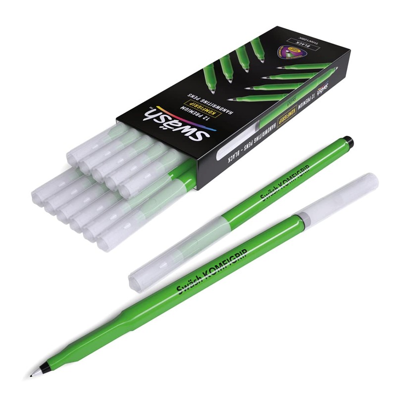Swash THW12BK Komfigrip Handwriting Pens, Triangular Grip Handwriting Pen For