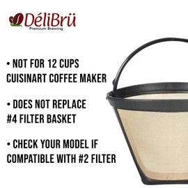 Delibru - Filtro de café reutilizable dorado para cafeteras DCC-450 Cuisinart y otras marcas, 1 unidad