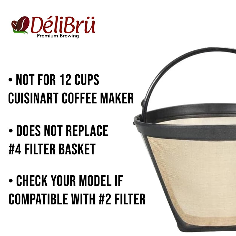 Delibru - Filtro de café reutilizable dorado para cafeteras DCC-450