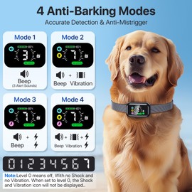 Bark Collar, Dog Bark Collar for Large Medium Dogs, Rechargeable AI Anti Barking Collar with 4 Training Modes, 7 Adjustable Sensitivity & Waterproof (Black)