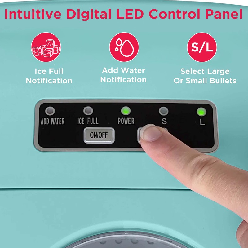 Frigidaire EFIC108-Blue Compact Ice Maker, Counter-top Portable, 26 lb per