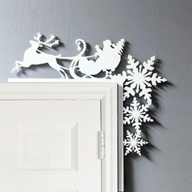 2024 Wooden Christmas Decorations Door Topper Indoor Ornament Corner Frame Decor Decorative Wall Woodland Wood Vintage Window Garage Yard Santa Creative Woodland (sleigh)