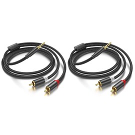 3.5mm to RCA Cable, 3.3FT RCA Male to Aux Audio Adapter HiFi Sound Headphone Jack Adapter Metal Shell RCA Y Splitter RCA Auxiliary Cord 1/8 to RCA Connector for Phone Speaker MP3 Tablet HDTV(2Pack)